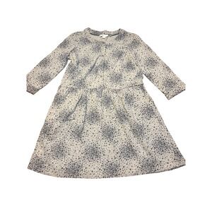 Boden flower Print Button Front Dress  Grey Cotton Size 6P long sleeve casual